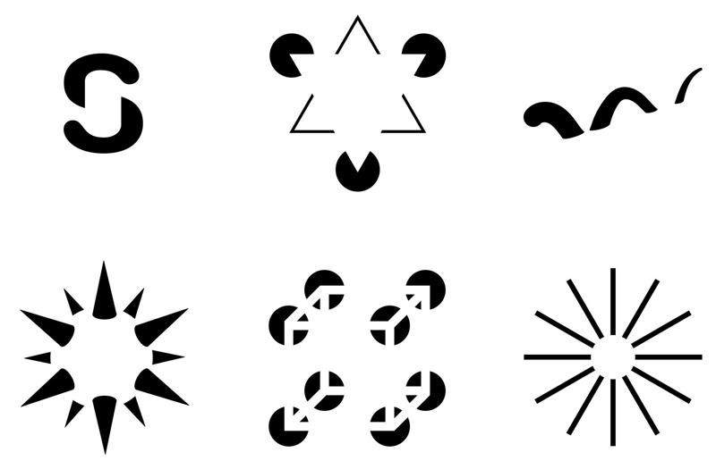 See a cylinder, a triangle, a sphere? Well, those things aren’t actually drawn. It doesn’t stop turning!, Is the ball rolling, or is the floor moving?, These waves make me feel sick!, Do you see the pulsing black circles?, Look just outside the image., Can you focus on a gray dot?, Is this an image of vases, or two people in conversation?, Look at the image upside down—you’ll see!, Our brains just don’t like this one., Is this black shape growing larger?, Is this image 2 D or 3 D?, These lines never meet!, These stairs—how do they work?, Do you feel like you’re being watched?, Who is on the bottom? Who is on the top?, You think this is a normal fork? Look again!, Which of these orange circles is the largest? Neither one!, Yes—these circles are perfectly round!, Be careful not to fall in! Oh—this is a painting?