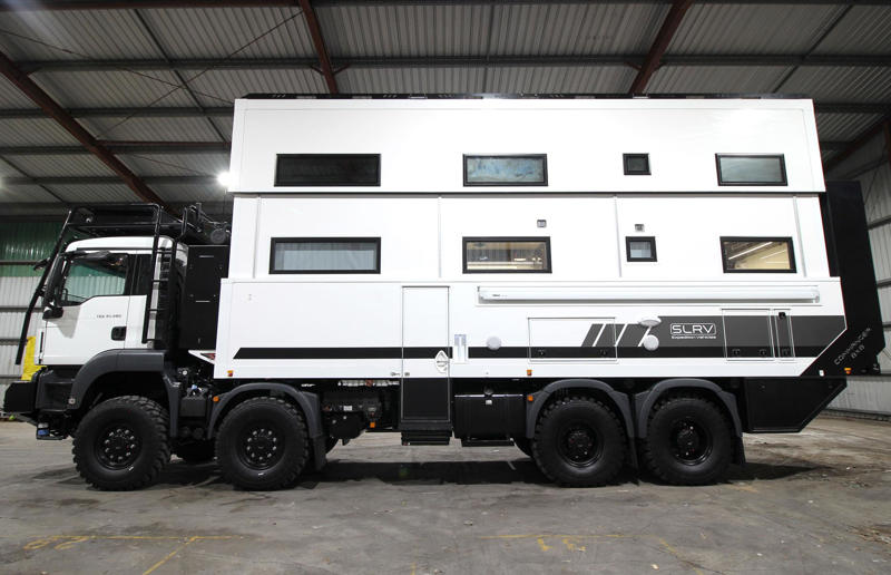 Explore these supersized mobile mansions, SLRV motorhome for a family of eight: 40 feet, eleMMent palazzo Superior: 45 feet, Vin Diesel’s monster trailer: 53 feet, Jennifer Lopez's mammoth motorhome: 53 feet, Will Smith's sprawling RV: 53 feet, SpaceCraft's custom trailer: 54 feet, SpaceCraft's super semi: 57 feet, CMC Caravan's custom mega-motorhomes: up to 61 feet