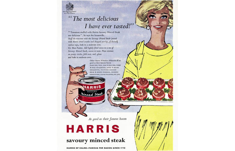 43. Pepped-up beef hash, 42. Coleslaw in a cabbage, 41. Sack O' Sauce in a Can O' Meat, 40. Skillet risotto with Velveeta, 39. Spam Country Dinner, 38. Creamettes macaroni salad bowl, 37. Tomatoes filled with tinned minced steak, 36. Spanish olives on everything, 35. Sussex pond pudding, 34. Campbell's chicken chow mein, 33. 7-Layer Casserole, 32. Spaghettieis, 31. Curry in a Hurry, 30. Veg-All tuna casserole, 29. Souper barbecue sauce, 28. Spaghetti meatball sundae, 27. Island-style chicken, 26. Green Beans Gretel, 25. Campbell’s meatloaf three ways, 24. Tuna Cheesewiches, 23. South American Salad, 22. Lime Jell-O in a pineapple can, 21. Souper sandwiches, 20. Veg-All Pie Plate Salad, 19. Spam Brittany, 18. Emerald Isle, 17. Toast Basket A La King, 16. Pretty pickle tower, 15. Tomato aspic, 14. Susan’s party sandwich loaf, 13. Mett-hog, 12. Lime, pear and olive carrot moulds, 11. Watergate salad, 10. Silhouette Salad, 9. Frank and corn crown, 8. Surprise! mayonnaise mould, 7. Cling-a-Ling salad, 6. Hot dog plate, 5. Fruit mayonnaise with roast chicken, 4. Jell-O salad, 3. Liver sausage pineapple, 2. Patio Platter, 1. Ham and bananas Hollandaise