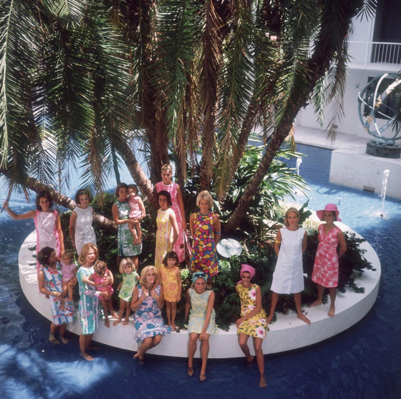 1940: A Glamorous Duo, 1946: A Beach Stroll, 1946: Under the Palm Trees, 1946: A Winter Getaway, 1948: A Fishing Trip, 1953: Street View, 1954: A Day at the Beach, 1955: A Slim Aarons Snapshot, 1955: Sketching by the Beach, 1955: Walking the Dog, 1955: Pretty in Pink, 1955: A Polo Ball, 1955: Worth Avenue, 1955: Evening Elegance, 1955: Luxury Living, 1955: Sipping Champagne, 1956: La Coquille Club, 1958: Glamorous in Chiffon, 1959: Sitting by the Pool, 1959: A Walk on the Wild Side, 1961: The Colony Hotel, 1961: A Pool Party, 1961: A Fashionable Affair, 1964: A Vibrant Duo, 1964: Lilly Pulitzer Designs, 1968: Athina Livanos Onassis, 1968: Outside the Flagler Museum, 1970: A Motorcycle Ride, 1970: A Painted Portrait in Palm Beach, 1970: Pretty Patterns, 1982: Picture-Perfect Palm Beach Home
