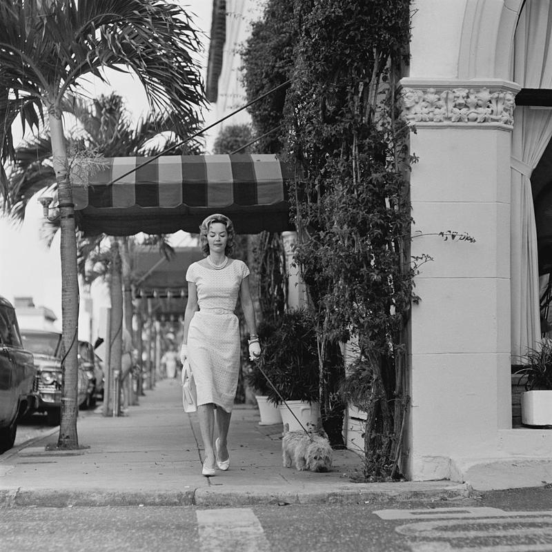 1940: A Glamorous Duo, 1946: A Beach Stroll, 1946: Under the Palm Trees, 1946: A Winter Getaway, 1948: A Fishing Trip, 1953: Street View, 1954: A Day at the Beach, 1955: A Slim Aarons Snapshot, 1955: Sketching by the Beach, 1955: Walking the Dog, 1955: Pretty in Pink, 1955: A Polo Ball, 1955: Worth Avenue, 1955: Evening Elegance, 1955: Luxury Living, 1955: Sipping Champagne, 1956: La Coquille Club, 1958: Glamorous in Chiffon, 1959: Sitting by the Pool, 1959: A Walk on the Wild Side, 1961: The Colony Hotel, 1961: A Pool Party, 1961: A Fashionable Affair, 1964: A Vibrant Duo, 1964: Lilly Pulitzer Designs, 1968: Athina Livanos Onassis, 1968: Outside the Flagler Museum, 1970: A Motorcycle Ride, 1970: A Painted Portrait in Palm Beach, 1970: Pretty Patterns, 1982: Picture-Perfect Palm Beach Home
