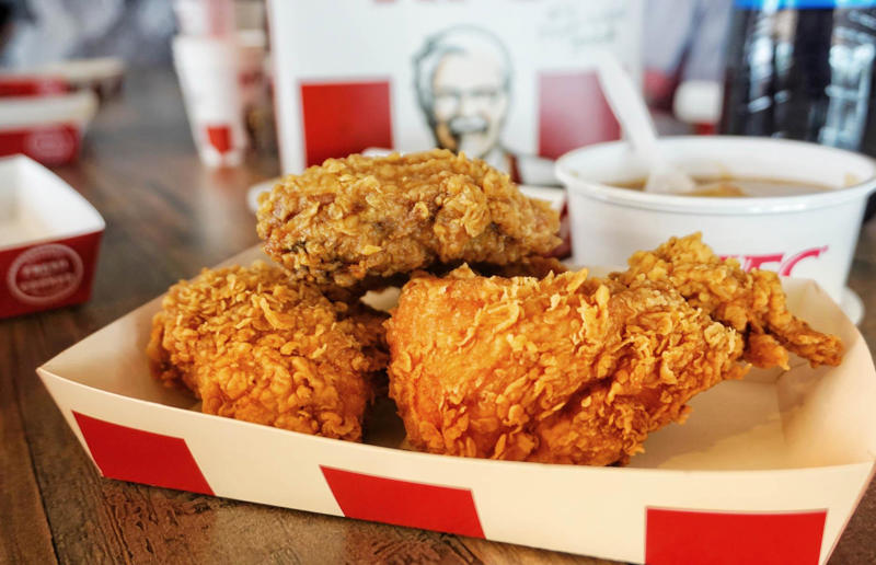 14. KFC uses genetically engineered chickens 29. Broccoli contains more protein than steak, 28. Keeping the pit in an avocado will prevent it from browning, 27. If a soup is too salty, you should add a peeled raw potato, 26. Beaver butt secretions are used in all artificial vanilla products, 25. The longer you marinate meat, the better, 24. American cheese was invented in the USA, 23. You shouldn't cook tomatoes in a cast-iron pan, 22. You should always sift your flour for baking, 21. Turkey makes you sleepy, 20. Drinking milk prevents bone fractures, 19. You shouldn’t cook with extra-virgin olive oil, 18. You shouldn’t crowd mushrooms in a pan, 17. You shouldn't wash mushrooms, 16. Alcohol burns off during cooking, 15. Raw vegetables are healthier than cooked vegetables, 14. KFC uses genetically engineered chickens, 13. The seeds are the spiciest part of a chilli pepper, 12. All wine is vegan, 11. You should wait half an hour after eating before swimming, 10. If you swallow gum, it'll stay in your stomach for seven years, 9. You should wash your chicken, 8. Searing meat keeps the juices in, 7. MSG is bad for you, 6. Eating carrots improves your eyesight, 5. Sharp knives are more likely to cause an injury, 4. You should drink eight glasses of water a day, 3. Chocolate gives you spots, 2. Adding oil to pasta water prevents it from sticking