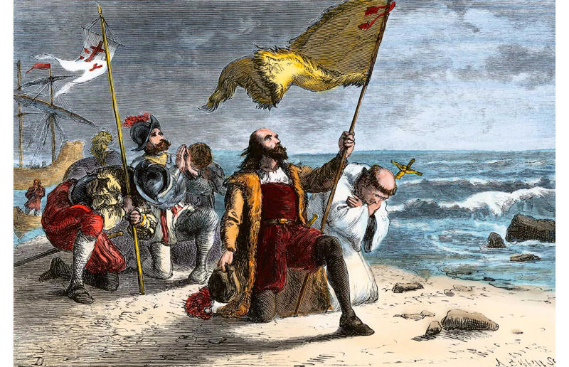Christopher Columbus discovered America Fact from fiction, President Kennedy told a crowd he was a jelly donut, Napoleon was short, Greek and Roman statues were white, Great Britain stood alone against the Nazis, Ferdinand Magellan was the first person to sail around the world, Vikings wore horns on their helmets, Marie Antoinette said "let them eat cake", Medieval people thought the world was flat, Castles poured boiling oil off their battlements, Gladiator contests were fought to the death, The Taj Mahal’s builders were mutilated, The Aztecs thought Hernan Cortes and the conquistadors were gods, Einstein failed maths at school, Julius Caesar was emperor of Rome, The iron maiden was a medieval torture device, Christopher Columbus discovered America, World War I was the deadliest war in history in its time, The Brothers Grimm wrote many famous fairytales, The Great Wall of China is visible from space, Cleopatra was Egyptian, Rome was one of history’s largest empires, The pyramids were built by slaves, Pirates regularly buried their treasure, Betsy Ross designed the American flag, Captain Cook discovered Australia