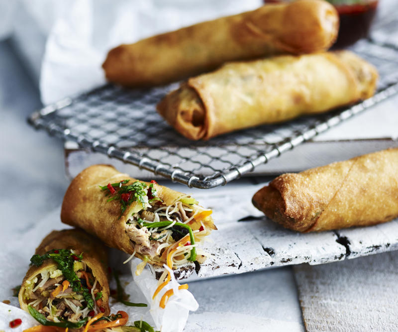 Smarter finger food ideas, How much finger food to serve, Be prepared for impromptu entertaining, Pre-dinner nibbles, What is a fancy finger food called?, Finger food ideas for your next party, Easy spanakopita pies , Chicken lettuce cups with green tahini dressing , Air fryer sausage rolls , Little chicken and leek pies , Air fryer popcorn-coated chicken with honey BBQ sauce , Espresso martini cocktail , Watermelon mocktail with strawberry & mint , Tomato & goat’s cheese pissaladière , Baked brie fondue on the barbecue , Air fryer zucchini balls with lemon yoghurt , How to make a classic mojito , Fried harissa-stuffed green olives , Salt and pepper squid , Bruschetta , Five-ingredient tomato fritters , Beef, haloumi and spinach borek , Roasted garlicky pumpkin and sage pies , Rosé sangria , Air fryer pickle chips with ranch dipping sauce , Spiced paneer and eggplant pakora , Crispy fried pork dumplings , Air fryer chicken nuggets , Arancini with tomato and balsamic sauce , Chocolate and smoked almond ice-cream sandwiches , Strawberry and elderflower mocktail , Spelt blini with hot smoked salmon and crème fraîche , Bread crisps with confit tomatoes , Baked brie with pine nut dukkah , Caramelised leek and brie tartlets , Bacon and cheese arancini , Mulled “wine” mocktail , Passionfruit and pineapple spritzer , Chicken and mango rice paper rolls , Poached eggs and smoked salmon on blini , Feta and spinach stuffed potato balls , Marinated baby bocconcini with prosciutto