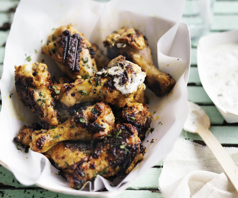 Delicious chicken drumstick recipes to try this week,          Barbecued tandoori chicken with cucumber &amp; avocado salad      ,          Slow cooker butter chicken      ,          One-pot apricot chicken with creamy rice      ,          Chicken tray bake with rhubarb, capsicum and chilli      ,          Citrus chicken drumsticks with chilli salt      ,          Chicken satay drumsticks with noodle salad      ,          Honey and soy drumsticks with easy fried rice      ,          Masala chicken drumsticks      ,          Jerk-spiced chicken drumsticks      ,          Tandoori chicken drumsticks      , An easy way to marinate chicken drumsticks