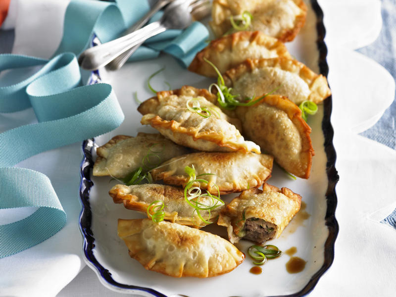 Smarter finger food ideas, How much finger food to serve, Be prepared for impromptu entertaining, Pre-dinner nibbles, What is a fancy finger food called?, Finger food ideas for your next party, Easy spanakopita pies , Chicken lettuce cups with green tahini dressing , Air fryer sausage rolls , Little chicken and leek pies , Air fryer popcorn-coated chicken with honey BBQ sauce , Espresso martini cocktail , Watermelon mocktail with strawberry & mint , Tomato & goat’s cheese pissaladière , Baked brie fondue on the barbecue , Air fryer zucchini balls with lemon yoghurt , How to make a classic mojito , Fried harissa-stuffed green olives , Salt and pepper squid , Bruschetta , Five-ingredient tomato fritters , Beef, haloumi and spinach borek , Roasted garlicky pumpkin and sage pies , Rosé sangria , Air fryer pickle chips with ranch dipping sauce , Spiced paneer and eggplant pakora , Crispy fried pork dumplings , Air fryer chicken nuggets , Arancini with tomato and balsamic sauce , Chocolate and smoked almond ice-cream sandwiches , Strawberry and elderflower mocktail , Spelt blini with hot smoked salmon and crème fraîche , Bread crisps with confit tomatoes , Baked brie with pine nut dukkah , Caramelised leek and brie tartlets , Bacon and cheese arancini , Mulled “wine” mocktail , Passionfruit and pineapple spritzer , Chicken and mango rice paper rolls , Poached eggs and smoked salmon on blini , Feta and spinach stuffed potato balls , Marinated baby bocconcini with prosciutto