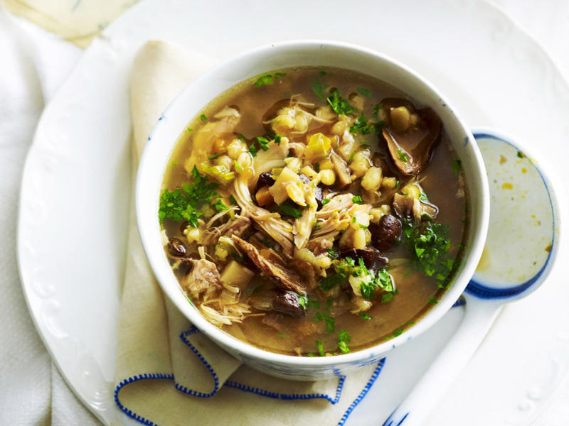 Chicken, zucchini and freekeh soup , Slow cooker chicken pho (Pho Ga) , Chicken and mushroom soup , Quick combination short and long soup , Chicken sausage dumplings in noodle soup , Chicken and barley soup , Indonesian chicken soup , Chicken and corn soup , Chicken and vegetable soup , Slow-cooker chicken hot and sour soup , Chicken noodle soup , Cream of chicken soup , Chicken, lemongrass and rice soup , Moroccan chicken & chickpea soup , Chicken & rice soup , Sweet and sour chicken soup , Chicken and ginger noodle soup , More soup recipes, Latest chicken recipes from The Weekly