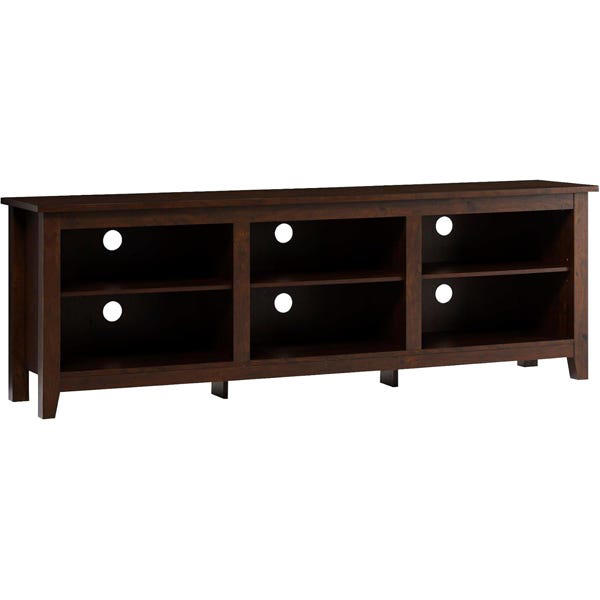 An extra-large OLED 4K TV, A wide TV console with big storage cubbies, A mount to keep my display on the wall, A surround sound system, A beefy A/V receiver to power and process my speakers, Sturdy stands to keep my rear speakers in place, Lots of HDMI cables to connect everything, Speaker wires with banana plugs for a hassle-free setup, A reliable Roku to stream my favorite apps, A gaming console to play the latest titles