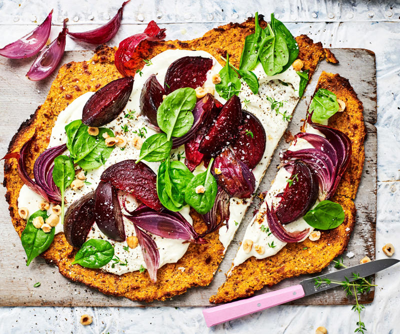Sweet potato tips, What to serve with sweet potatoes, Choosing and storing tips, Kohlrabi & sweet potato rosti with cashew dip , Sweet potato pizza with fig and pancetta , Slow-cooked pork belly with crushed sweet potato , Sweet potato rösti with haloumi and tomatoes , Pumpkin and sweet potato pie , Tomato, chorizo and sweet potato hotpot , Sweet potato brownies with espresso topping , Roasted sweet potato with green goddess dressing , Air fryer sausages with sweet potato hash browns , Ocean trout salad with edamame miso dressing , Slow cooker chickpea and sweet potato curry , Haloumi schnitzel with sweet potato chips , Lamb neck chop and lentil stew with kumara carrot mash , How to make sweet potato/kumara mash , Sweet potato rösti with roasted vegetables , Sweet potato and tuna rissoles with spicy hummus , Nut-crusted barramundi with spiced kumara wedges , Vegetarian Thai yellow curry , Kumara, prosciutto and smoked mozzarella flatbreads , Kumara rösti with portobello mushrooms , Spiced sweet potatoes with whipped chive butter , Sweet potato, mint and goat’s cheese tartlets , Spiced sweet potato tart , Sweet potato bubble and squeak , Red curry coconut chicken with sweet potato , Healthy kumara and turkey burgers , Beetroot, ricotta, & hazelnut tart with sweet potato pastry , Moroccan fish and chips , Jacket sweet potato sloppy joes , Chicken and kumara sandwiches , Eggplant and sweet potato curry , Spicy kumara sausage rolls , Kumara and ‘chorizo’ tacos , Makrut lime and red curry fish parcels , Broccoli and walnut stuffed sweet potato , Maple gingerbread muffins with kumara butter , Lamb, kumara and almond curry , Creamy lamb, kumara and ginger korma , Sweet potato, pumpkin and potato soup , Dukkah beetroot & kumara skewers , Indian-spiced quinoa cakes with tomatoes , Moroccan sweet potato bake , Roast kumara and pear salad with crunchy chickpeas , Spelt pizza with kumara & goat’s cheese , Do you have recipes for potato salads?, More potato recipes