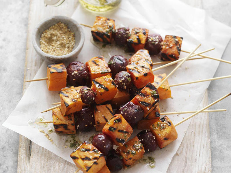 Sweet potato tips, What to serve with sweet potatoes, Choosing and storing tips, Kohlrabi & sweet potato rosti with cashew dip , Sweet potato pizza with fig and pancetta , Slow-cooked pork belly with crushed sweet potato , Sweet potato rösti with haloumi and tomatoes , Pumpkin and sweet potato pie , Tomato, chorizo and sweet potato hotpot , Sweet potato brownies with espresso topping , Roasted sweet potato with green goddess dressing , Air fryer sausages with sweet potato hash browns , Ocean trout salad with edamame miso dressing , Slow cooker chickpea and sweet potato curry , Haloumi schnitzel with sweet potato chips , Lamb neck chop and lentil stew with kumara carrot mash , How to make sweet potato/kumara mash , Sweet potato rösti with roasted vegetables , Sweet potato and tuna rissoles with spicy hummus , Nut-crusted barramundi with spiced kumara wedges , Vegetarian Thai yellow curry , Kumara, prosciutto and smoked mozzarella flatbreads , Kumara rösti with portobello mushrooms , Spiced sweet potatoes with whipped chive butter , Sweet potato, mint and goat’s cheese tartlets , Spiced sweet potato tart , Sweet potato bubble and squeak , Red curry coconut chicken with sweet potato , Healthy kumara and turkey burgers , Beetroot, ricotta, & hazelnut tart with sweet potato pastry , Moroccan fish and chips , Jacket sweet potato sloppy joes , Chicken and kumara sandwiches , Eggplant and sweet potato curry , Spicy kumara sausage rolls , Kumara and ‘chorizo’ tacos , Makrut lime and red curry fish parcels , Broccoli and walnut stuffed sweet potato , Maple gingerbread muffins with kumara butter , Lamb, kumara and almond curry , Creamy lamb, kumara and ginger korma , Sweet potato, pumpkin and potato soup , Dukkah beetroot & kumara skewers , Indian-spiced quinoa cakes with tomatoes , Moroccan sweet potato bake , Roast kumara and pear salad with crunchy chickpeas , Spelt pizza with kumara & goat’s cheese , Do you have recipes for potato salads?, More potato recipes