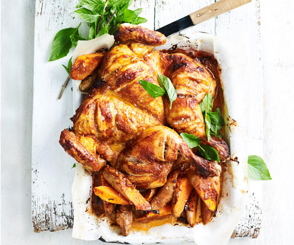 Sweet potato tips, What to serve with sweet potatoes, Choosing and storing tips, Kohlrabi & sweet potato rosti with cashew dip , Sweet potato pizza with fig and pancetta , Slow-cooked pork belly with crushed sweet potato , Sweet potato rösti with haloumi and tomatoes , Pumpkin and sweet potato pie , Tomato, chorizo and sweet potato hotpot , Sweet potato brownies with espresso topping , Roasted sweet potato with green goddess dressing , Air fryer sausages with sweet potato hash browns , Ocean trout salad with edamame miso dressing , Slow cooker chickpea and sweet potato curry , Haloumi schnitzel with sweet potato chips , Lamb neck chop and lentil stew with kumara carrot mash , How to make sweet potato/kumara mash , Sweet potato rösti with roasted vegetables , Sweet potato and tuna rissoles with spicy hummus , Nut-crusted barramundi with spiced kumara wedges , Vegetarian Thai yellow curry , Kumara, prosciutto and smoked mozzarella flatbreads , Kumara rösti with portobello mushrooms , Spiced sweet potatoes with whipped chive butter , Sweet potato, mint and goat’s cheese tartlets , Spiced sweet potato tart , Sweet potato bubble and squeak , Red curry coconut chicken with sweet potato , Healthy kumara and turkey burgers , Beetroot, ricotta, & hazelnut tart with sweet potato pastry , Moroccan fish and chips , Jacket sweet potato sloppy joes , Chicken and kumara sandwiches , Eggplant and sweet potato curry , Spicy kumara sausage rolls , Kumara and ‘chorizo’ tacos , Makrut lime and red curry fish parcels , Broccoli and walnut stuffed sweet potato , Maple gingerbread muffins with kumara butter , Lamb, kumara and almond curry , Creamy lamb, kumara and ginger korma , Sweet potato, pumpkin and potato soup , Dukkah beetroot & kumara skewers , Indian-spiced quinoa cakes with tomatoes , Moroccan sweet potato bake , Roast kumara and pear salad with crunchy chickpeas , Spelt pizza with kumara & goat’s cheese , Do you have recipes for potato salads?, More potato recipes