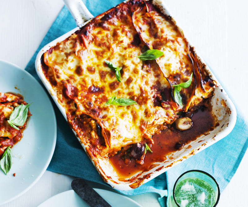 Pumpkin and goat’s cheese lasagne with rocket and pepita , Lentil and kale skillet lasagne , Vegetable lasagne , Char-grilled zucchini and lentil lasagne , Roast pumpkin and spinach lasagne , Cottage cheese lasagne