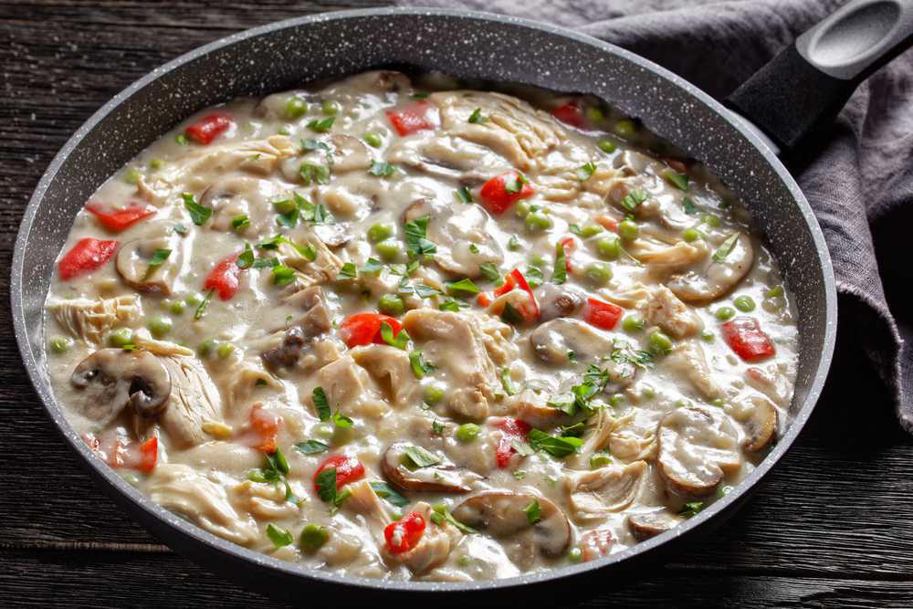 Creamed Chipped Beef, Ambrosia Salad, Beef Stroganoff, Tuna Casserole, Pineapple Upside-Down Cake, Round Steak, Organ Meat, Liver and Onions, Chicken a la King, Lime Green Jello Salad, Hamburger Helper, Shrimp Cocktail