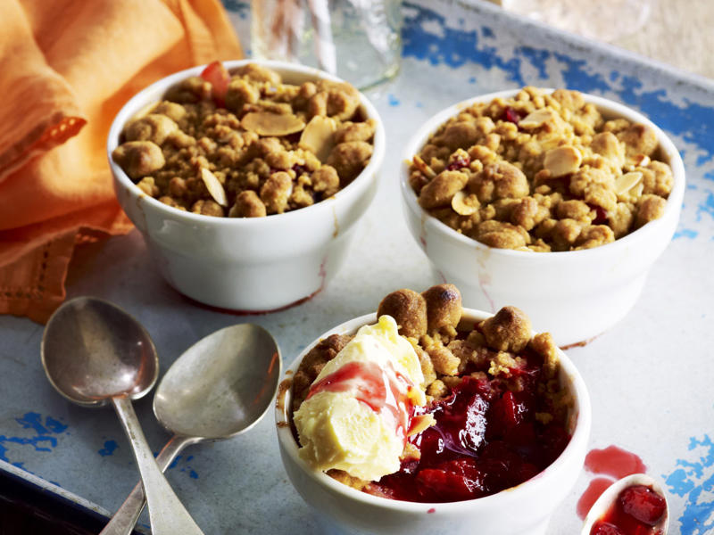 Apple varieties, What is the secret to a good apple crumble topping?, Apple and rhubarb crumble , Cinnamon apple crumble , Anzac biscuit apple crumble , Chai-spiced apple crumble cake , Apple crunch pie with vanilla bean custard , Spiced plum and apple crumble , Apple berry crumble slice , Caramel apple crumble cake , Blueberry apple crumble pie , Apple and raspberry crumble , Apple and pear crumble , Toffee apple sorbet with pecan rosemary crumble , Blackberry apple crumble , Apple, cherry and rosemary crumble , Apple and raspberry almond crumbles , Apple, strawberry and rosemary crumble , Caramel apple and pecan crumble , Apple and berry crumble , Apple crumble custard creams , Rhubarb, apple and pear crumble
