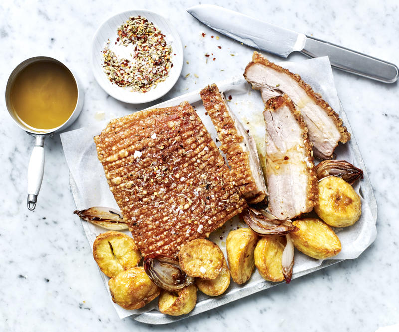 Air fryer cooking tips,          Steph de Sousa’s crackling good air fryer pork belly      ,          Air fryer roast pork belly      ,          Air fryer chicken chimichangas      ,          Air fryer chicken skewers with roast vegetables      ,          Air fryer hot honey salmon salad      ,          Air fryer pork belly salad with ginger &amp; soy dressing      ,          Air fryer fish ‘n’ chips      ,          Air fryer sausages with sweet potato hash browns      ,          Air fryer sausage &amp; vegie bake      ,          Air fryer lamb kofta with green tahini      ,          Crispy tofu with palm sugar dressing in the air fryer      ,          Air fryer roast chicken with secret herbs and spices      ,          Soy and sriracha air fryer chicken thighs      ,          Best-ever air fryer roast chicken      ,          Air fryer lamb cutlets with carrot salad      ,          Air fryer pork with apricot, fetta &amp; pistachio stuffing       , Choosing the best air fryer, More air fryer recipes, What to serve with these air fryer dinners