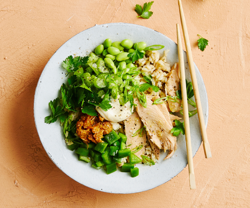 Pork noodle stir fry for one , Pork loin chop with Greek salad , Chargrilled rump steak with Dijon maple butter , Fetta and capsicum pasta bake , Salmon and white bean fish cakes , Creamy carbonara , Chicken stir fry with zucchini noodles , Thai fish curry , Honey soy pumpkin with zucchini noodles and cashews , Lamb cutlets with hummus and a mint and almond tabbouleh , Mustard pork cutlet with pineapple slaw , Crisp skin salmon with herb yoghurt , Spicy peanut butter ramen , Salmon with shaved cauliflower salad , Orange, poppy seed & olive oil mug cake