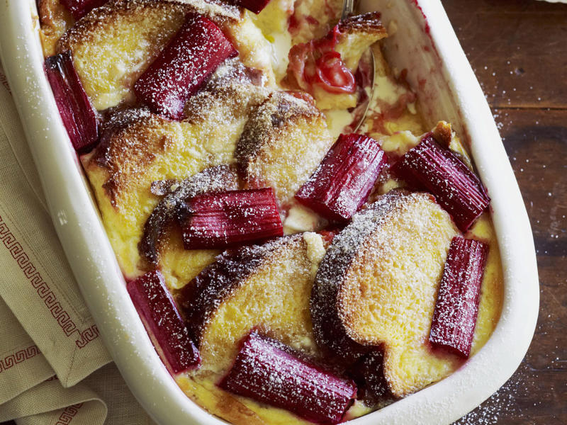 Rhubarb ripple cheesecake , Apple and rhubarb crumble , Rhubarb and strawberry sponge puddings , Pear & rhubarb pie , Deep dish apple and rhubarb pie , Crumpets with rhubarb compote , Rhubarb chia lattice tart , Rhubarb and raspberry crostata , Rhubarb and walnut tart , Rhubarb custard tea cake , Rhubarb cake with crumble topping , Vanilla stewed rhubarb on quinoa porridge , Caramelised apple and rhubarb pie , Upside down rhubarb ginger and hazelnut cake , Creamed rice with rhubarb and raspberries , Creamy polenta porridge with roasted rhubarb & sweet dukkah , Roasted rhubarb and balsamic popsicles , Caramel pavlova with rhubarb , Rhubarb and raspberry jam , Butterscotch teacakes with roasted rhubarb , Rustic rhubarb and berry pie , Rhubarb and winter fruit crumble , Rhubarb and strawberry jam , Rhubarb and almond jalousie , Rhubarb, pear and pomegranate custard tea cakes , Brandy snap and rhubarb stacks , Vanilla and rhubarb slice , Rhubarb souffle , Spelt crepes with rhubarb in rose syrup , White chocolate and rhubarb brioche pudding , Rhubarb crumble ice-cream , Strawberry and rhubarb muffins , Rhubarb bread with vanilla bean butter , Rhubarb pies with meringue topping , Rhubarb and vanilla crumble cake , Rhubarb chia muesli loaf