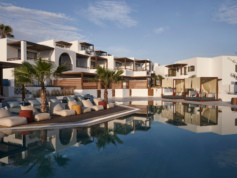 1. Creta Maris hotel, 2. Grecotel LUXME White hotel, 3. Milia Mountain Retreat hotel, 4. Aulūs Lindos Rhodes Resort, Curio Collection by Hilton, 5. Melenos Art Boutique Hotel, 6. More Meni City Beach Rhodes hotel, 7. Nido Hotel, Mar-Bella Collection, 8. Ikos Odisia hotel, 9. Liston Suites hotel, 10. Lesante Cape hotel, 11. Nobelos hotel, 12. Windmill Bay hotel, 13. Canaves Ena hotel, 14. Sandblu hotel, 15. Santorini Sky hotel, 16. Ananea Mykonos hotel, 17. Koukoumi Vegan Hotel, 18. The Wild Hotel, 19. Andronis Minois hotel, 20. Paros Agnanti Resort & Spa hotel, 21. Pnoi Hotel