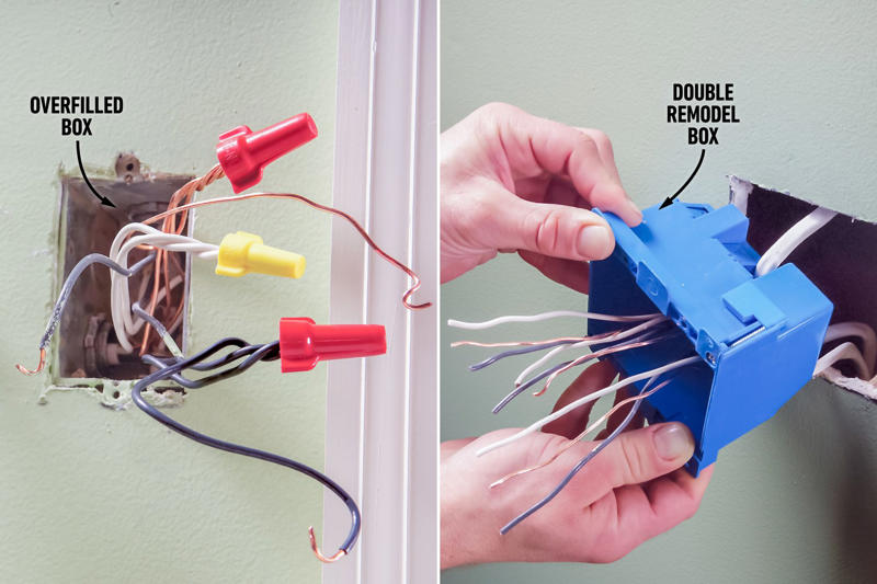 Overloading Electrical Circuits Making Connections Outside Electrical Boxes, Backstabbing Instead of Using Screw Terminals, Reversing Hot and Neutral, Installing Cable Without a Clamp, Using the Wrong Size Conductors, Upsizing Breaker Without Updating Wire, Overloading Electrical Circuits