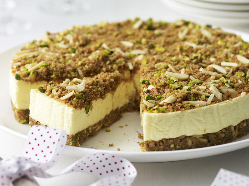 Pistachio, walnut and chocolate baklava , Pistachio and rosewater layer cake , Stonefruit & pistachio crumble with rosewater , Easy pistachio and berry hand pies , Rose and pistachio layer cake , Gluten free pistachio and lemon sandwich biscuits , Pistachio and lemon curd cake , Sugar-free biscotti with dried fruit , Peach and pistachio cake pots , Pistachio and almond cake with poached persimmons , Pistachio white chocolate and honey French macarons , Pistachio and apricot baklava cake , Pistachio, pink pepper & rose petal bark , Salted pistachio truffles , Pistachio shortcakes with strawberry compote , Christmas chocolate nut salami , Ginger, pear and pistachio crumbles , Pistachio and pomegranate cakes , Pistachio friands with honey pistachio syrup , Chocolate pistachio puddings with chocolate fudge sauce , Cranberry and pistachio rocky road , Ginger and pistachio slice , Melt-in-the-mouth pistachio shortbread , Pistachio and cranberry nougat , Chocolate pistachio tart , Dark chocolate and pistachio toffee brittle , Pistachio buttercake with orange honey syrup , Almond, date and pistachio tart , Quince and pistachio cake , Chocolate pistachio shortbread , Apricot and pistachio tart , Rosewater and pistachio cheesecake cups