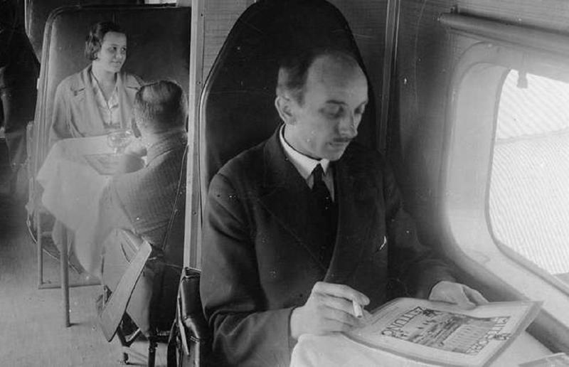 Early 1940s: passengers on board the Junkers G.38 plane A flight back in time, 1920s: the beginnings of air travel, 1920s: a passenger compartment from the 1920s, 1920s: inside a Transcontinental Air Transport plane, 1920s: bed compartments of a German Junker aircraft, 1920s: a flight attendant serves drinks on a French Airliner service, 1920s: an early German Deutsche Luft Hansa plane, 1920s: the Dornier Do X dining salon, 1920s: the first ever in-flight movie, 1920s: enjoying breakfast at 3,000 feet (914m), 1920s: passengers get weighed before their flight, 1930s: passengers climb aboard a plane at Croydon Airport, England, 1930s: crew members check bags before a flight to LA, 1930s: the check-in desk at newly opened Gatwick Airport, 1930s: an early plane with wicker seats, 1930s: the comfortable seats of a Handley Page HP42, 1930s: a plush Imperial Airways cabin, 1930s: passengers aboard the Douglas DC-1, 1930s: a flight attendant serves tea in bed, 1930s: ladies travelling on an Eastern Air Transport plane, 1930s: chefs load up a plane with homemade treats, 1930s: women in their finest attire wait to board a plane, 1930s: passengers listen to a broadcast aboard a flight, Early 1940s: passengers on board the Junkers G.38 plane, 1940s: day cabins inside an Imperial Airways flying boat, 1940s: interior of a McDonnell Douglas DC-6, 1940s: inside a Sikorsky S-40 flying boat, Late 1930s: the early days of Pan Am, 1940s: Pan American Airlines' Boeing 314 Clipper sets off, 1940s: inside the Boeing 314 flying boat, 1940s: it wasn't cheap to fly aboard the Boeing 314, 1940s: a couple enjoys dinner aboard the Boeing 314, 1940s: the early days of Heathrow Airport, 1940s: Boeing 307 Stratoliner's cocktail lounge, 1940s: the overnight intercontinental service onboard Boeing Stratocruiser, 1940s: the communal lounge aboard a Boeing aeroplane, 1950s: guests relax in an onboard lounge compartment, 1950s: the Sky-Cot aboard a British Overseas Airways Corporation flight, 1950s: a movie projector on a United Airlines flight
