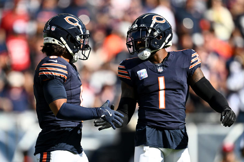 1. New York Giants (.574), 2. Chicago Bears (.571), 2. Detroit Lions (.571), 4. Philadelphia Eagles (.561), 5. Dallas Cowboys (.557), 5. Green Bay Packers (.557), 5. Minnesota Vikings (.557), 8. Washington Commanders (.550), 9. Baltimore Ravens (.533), 10. Pittsburgh Steelers (.526), 11. Kansas City Chiefs (.522), 11. Los Angeles Chargers (.522), 13. Cleveland Browns (.519), 14. Cincinnati Bengals (.509), 15. Denver Broncos (.505), 16. Las Vegas Raiders (.502), 17. Los Angeles Rams (.491), 18. Houston Texans (.481), 18. Tampa Bay Buccaneers (.481), 20. Atlanta Falcons (.478), 21. Miami Dolphins (.474), 21. Miami Dolphins (.474), 23. Buffalo Bills (.467), 23. Jacksonville Jaguars (.467), 25. Indianapolis Colts (.464), 26. New York Jets (.460), 27. Arizona Cardinals (.457), 27. Carolina Panthers (.457), 29. Tennessee Titans (.450), 30. New England Patriots (.429), 31. New Orleans Saints (.419), 32. San Francisco 49ers (.415)