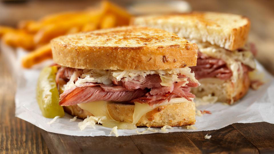 Barbecue, Fried okra, Cobb salad, Peanut butter and jelly sandwich, Fry bread, Red beans and rice, Hamburger, Apple pie, Clam chowder, General Tso’s chicken, Reuben sandwich, Chocolate chip cookie, Mission burrito, Banana pudding, Spaghetti and meatballs, Eggs Benedict