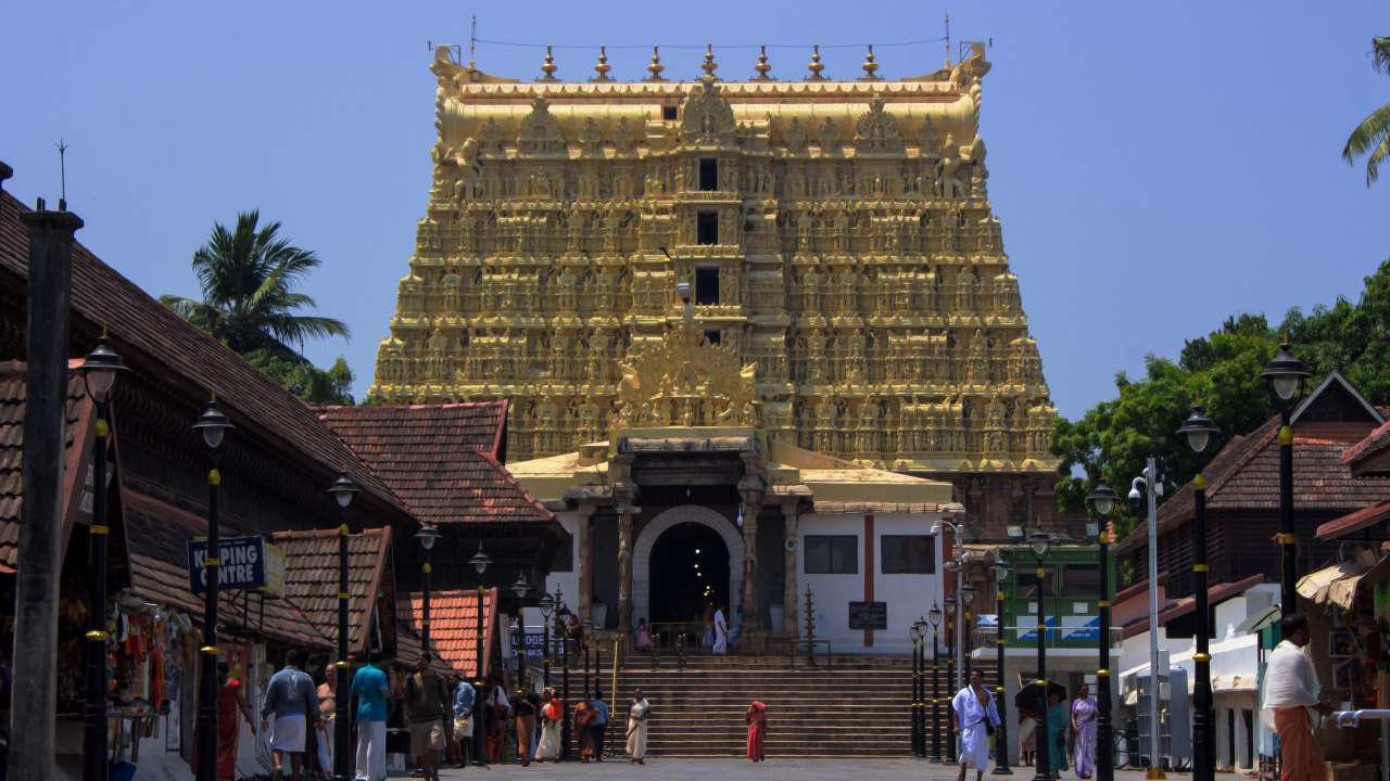 6. Padmanabhaswamy Temple, Kerala | Known for its intricate architecture and wealth, the Padmanabhaswamy Temple in Thiruvananthapuram is dedicated to Lord Vishnu. The temple's unique idol, depicted in a reclining posture, captivates visitors and devotees alike.