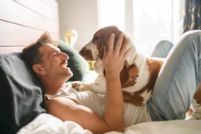 犬が飼い主の近くで寝る心理, 枕元は大好きの証, 体の上は甘えたい, 足元は適度な安心感を求めるサイン, 腕枕や布団の中は分離不安ぎみ？, 犬と一緒に眠るときの注意点, こまめに寝具を洗濯する, 寝相に気を付ける