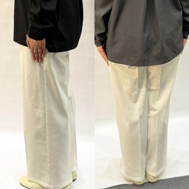 1.「レイクールボーダーキャミセット」、「レイクール ボーダースカート」, 2.「タフコットン プリントTシャツ」, 3.「デニムプリントストレートパンツ」, 4.「撥水バルーンスカート」, 5.「シャーリング総柄ワイドパンツ」, 6.「シーンレス遮熱ブラウス」, 7.「ジョブライト ワイドパンツ」