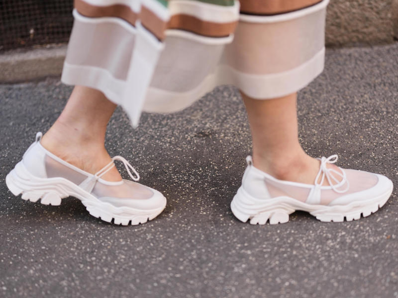 Mary Jane sneakers are adding a more feminine twist to athletic shoes., On the other hand, traditional rubber flip-flops are out., Round-toed heels feel dated., Gladiator sandals won't be popular this summer.