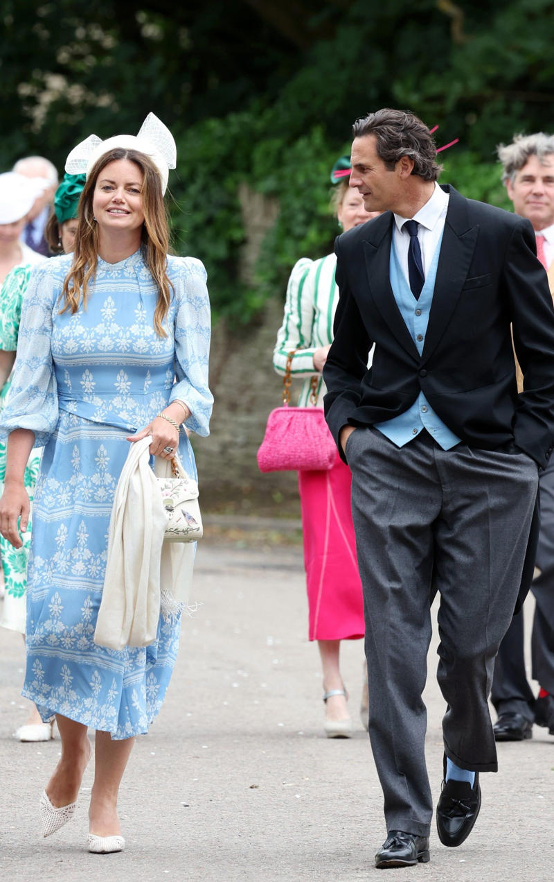 Princess of Wales, Catherine accessorised with earrings by one of her favourite jewellers, Kiki McDonough., King Charles arrived wearing classic morning dress with a cream waistcoat., Viscount Linley, Lady Sarah Chatto, Lavinia Brennan and Jamie Richards, Boden dress
