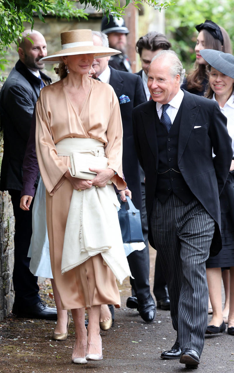 Princess of Wales, Catherine accessorised with earrings by one of her favourite jewellers, Kiki McDonough., King Charles arrived wearing classic morning dress with a cream waistcoat., Viscount Linley, Lady Sarah Chatto, Lavinia Brennan and Jamie Richards, Boden dress