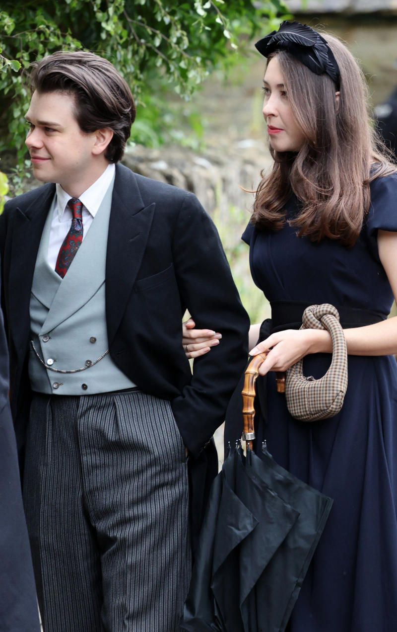 Princess of Wales, Catherine accessorised with earrings by one of her favourite jewellers, Kiki McDonough., King Charles arrived wearing classic morning dress with a cream waistcoat., Viscount Linley, Lady Sarah Chatto, Lavinia Brennan and Jamie Richards, Boden dress