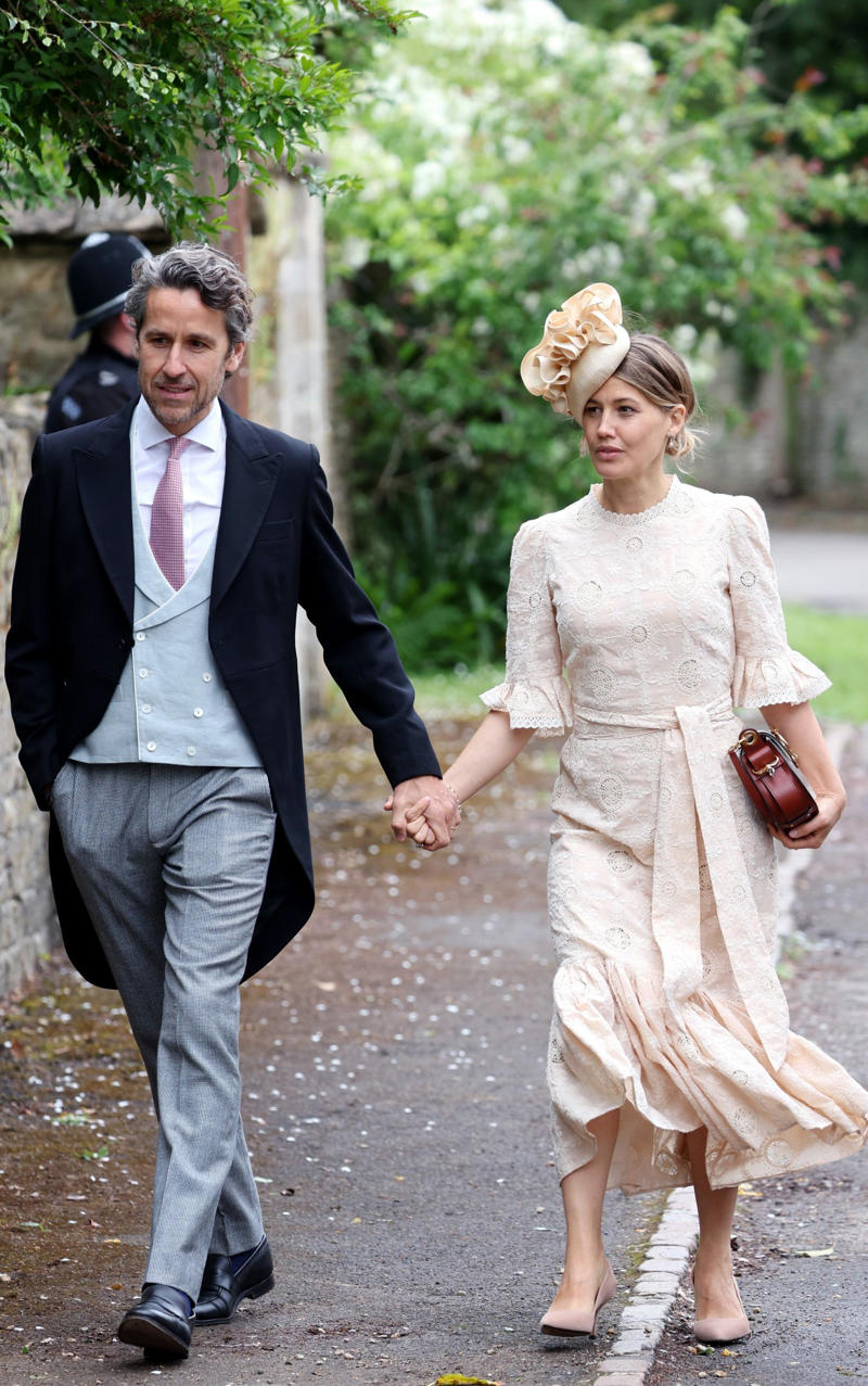 Princess of Wales, Catherine accessorised with earrings by one of her favourite jewellers, Kiki McDonough., King Charles arrived wearing classic morning dress with a cream waistcoat., Viscount Linley, Lady Sarah Chatto, Lavinia Brennan and Jamie Richards, Boden dress