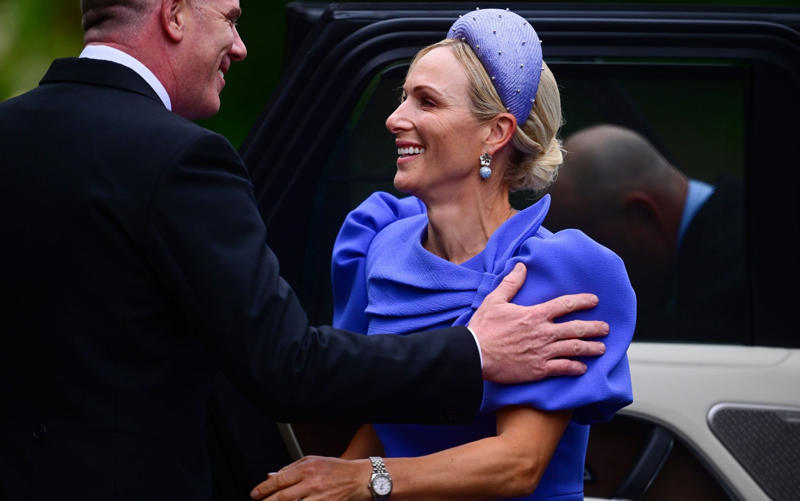 Princess of Wales, Catherine accessorised with earrings by one of her favourite jewellers, Kiki McDonough., King Charles arrived wearing classic morning dress with a cream waistcoat., Viscount Linley, Lady Sarah Chatto, Lavinia Brennan and Jamie Richards, Boden dress