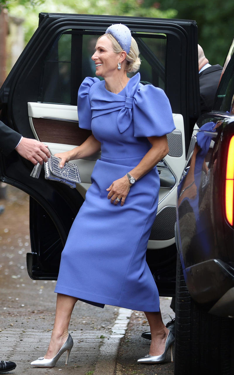 Princess of Wales, Catherine accessorised with earrings by one of her favourite jewellers, Kiki McDonough., King Charles arrived wearing classic morning dress with a cream waistcoat., Viscount Linley, Lady Sarah Chatto, Lavinia Brennan and Jamie Richards, Boden dress