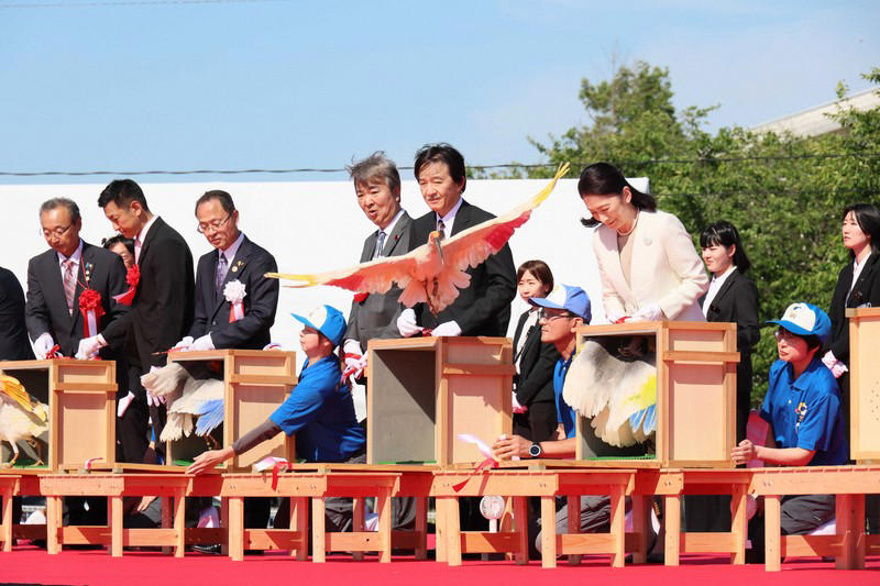 小学生らの手によって放鳥されたトキ＝石川県羽咋市で2026年5月31日午後3時27分、岩本一希撮影, 羽咋市役所に到着し、出迎えを受ける秋篠宮ご夫妻＝石川県羽咋市で2026年5月31日午後0時9分（代表撮影）, 放鳥に際しトキが入った箱を開けられる秋篠宮ご夫妻＝石川県羽咋市で2026年5月31日午後3時24分、岩本一希撮影, 小学生らの手によって放鳥されたトキ＝石川県羽咋市で2026年5月31日午後3時27分、岩本一希撮影, 小学生らの手によって放鳥されたトキ＝石川県羽咋市で2026年5月31日午後3時27分、岩本一希撮影, 小学生らの手によって放鳥されたトキ＝石川県羽咋市で2026年5月31日午後3時27分、岩本一希撮影, トキを放鳥される秋篠宮ご夫妻＝石川県羽咋市で2026年5月31日午後3時25分、岩本一希撮影, トキを放鳥される秋篠宮ご夫妻＝石川県羽咋市で2026年5月31日午後3時25分、岩本一希撮影, トキを放鳥される秋篠宮ご夫妻＝石川県羽咋市で2026年5月31日午後3時25分、岩本一希撮影, 放鳥式でトキを放たれた秋篠宮ご夫妻＝石川県羽咋市で2026年5月31日午後3時25分（代表撮影）, トキを放鳥される秋篠宮ご夫妻＝石川県羽咋市で2026年5月31日午後3時24分（代表撮影）, トキを放鳥される秋篠宮ご夫妻＝石川県羽咋市で2026年5月31日午後3時24分（代表撮影）, 放鳥され、舞い上がるトキ＝石川県羽咋市で2026年5月31日午後3時27分（代表撮影）, 放鳥され能登の空を舞うトキ＝石川県羽咋市で2026年5月31日午後3時25分、岩本一希撮影, 放鳥されたトキ＝石川県羽咋市で2026年5月31日午後3時27分、岩本一希撮影