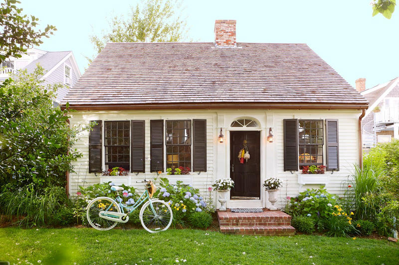 Install Copper Gutters and a Matching Rain Chain, Add Personality with Painted Shutters, Plant Climbing Roses…, …Or Fill Pretty Planters, Hang a House Name Plaque