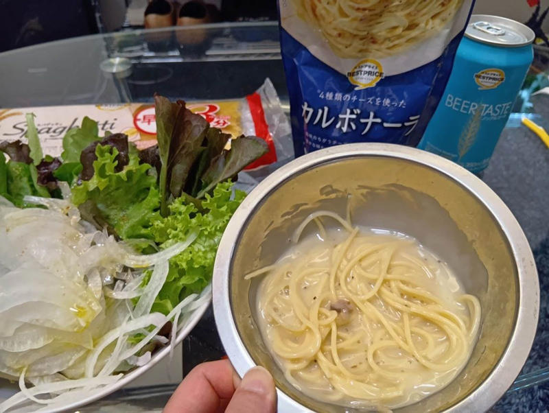 酷評のベストプライス。本当にマズイのか徹底検証, ☆1.6「早ゆでスパゲッティ」筆者の正直な感想, パスタソースと絡めて食べてみる, ☆2.0「若鶏から揚げ」筆者の正直な感想, リニューアルされて高評価も増えている, ☆2.4「キーマカレー」筆者の正直な感想, 番外編　☆1.2「ロールキャベツ」筆者の正直な感想, なぜか口コミと乖離する私の感想