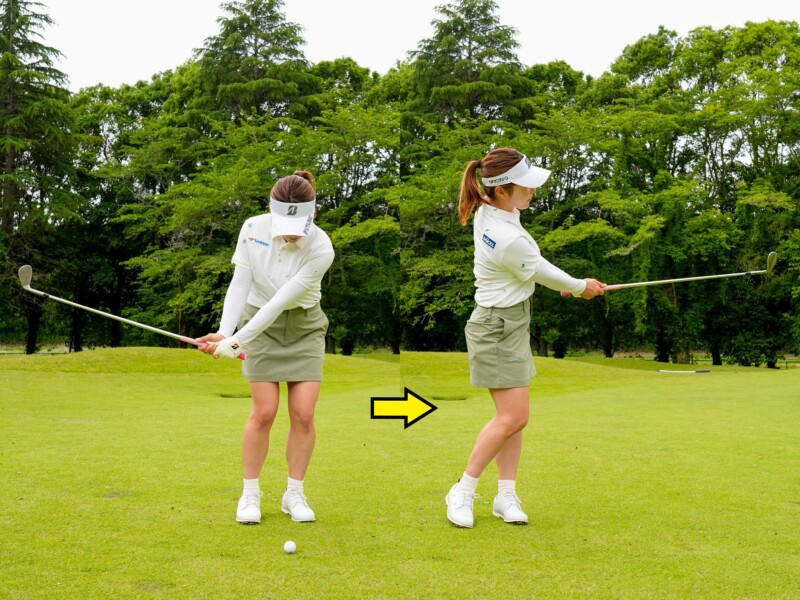 フェースにできるだけ長くボールを乗せる, 前傾角に沿って体を回す, 振り幅を決めたらリズムよく振り抜く, キャリーとランは５：５
