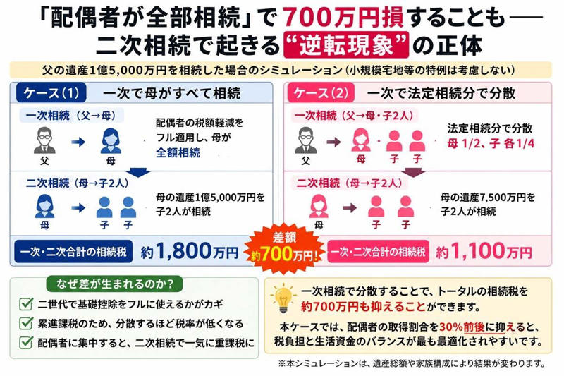 （1）基礎控除を二世代でフル活用, （2）累進課税の「低税率帯」への分散, （3）二次相続の“重課税ゾーン”の回避,  税理士ドットコム 