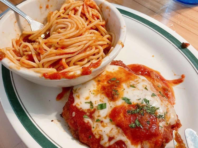 ALABAMA: Gianmarco's Restaurant in Birmingham, ARIZONA: Marcellino Ristorante in Scottsdale, ARKANSAS: Bruno's Little Italy in Little Rock, CONNECTICUT: Mystic Pizza in Mystic, DELAWARE: Mrs. Robino's in Wilmington, FLORIDA: Christini's Ristorante Italiano in Orlando, GEORGIA: La Grotta Ristorante Italiano in Buckhead, Atlanta, HAWAII: Arancino in Honolulu, IDAHO: Luciano's Italian Restaurant in Boise, ILLINOIS: The Village in Chicago, INDIANA: Iaria's Italian Restaurant in Indianapolis, IOWA: Tumea &amp; Sons in Des Moines, KANSAS: Garozzo's in Kansas City, KENTUCKY: Pompilio's in Newport, LOUISIANA: Pascal's Manale in New Orleans, MAINE: Via Vecchia in Portland, MARYLAND: Il Pizzico in Rockville, MASSACHUSETTS: Regina Pizzeria in Boston, MICHIGAN: Buddy's Pizza in Detroit, MINNESOTA: Yarusso Bros in St. Paul, MISSISSIPPI: Giardina's Restaurant in Greenwood, MISSOURI: Jasper's Italian Restaurant in Kansas City, NEBRASKA: Orsi's Italian Bakery &amp; Pizzeria in Omaha, NEVADA: Piero's Italian Cuisine in Las Vegas, NEW HAMPSHIRE: The Rosa in Portsmouth, NEW MEXICO: Trombino's Bistro Italiano in Albuquerque, NEW YORK: Lombardi's in New York City, NORTH CAROLINA: Amedeo's Italian Restaurant in Raleigh, NORTH DAKOTA: Spaghetti Western in Fargo, OHIO: Guarino's in Cleveland, OKLAHOMA: Pete's Place in Krebs, OREGON: Nostrana in Portland, PENNSYLVANIA: The Victor Café in Philadelphia, RHODE ISLAND: Camille's in Providence, SOUTH CAROLINA: Villa Tronco in Columbia, SOUTH DAKOTA: Maribella Ristorante in Sioux Falls, TEXAS: Rosie Cannonball in Houston, UTAH: Valter's Osteria in Salt Lake City, VERMONT: Sarducci's in Montpelier, VIRGINIA: Luigi's Italian Gourmet in Roanoke, WASHINGTON: The Pink Door in Seattle, WEST VIRGINIA: Fazio's Italian Restaurant in Charleston, WISCONSIN: Calderone Club in Milwaukee, WYOMING: Calico Restaurant and Bar in Jackson