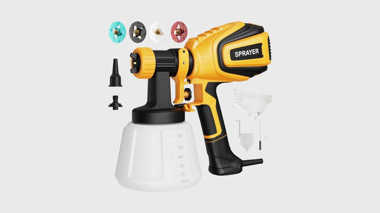 Vonforn Paint Sprayer, Ryobi One+ 18V Cordless Drill/Driver Kit with Battery, Charger, and Bits, Motovera Self-Leveling Laser Level with Tripod, Skil 15-Amp Circular Saw, Kobalt 158-Piece Household Tool Set with Folding Case, Dremel 3100 Rotary Tool Kit, Workpro 8-Piece Flex-Head Ratcheting Wrench Set, Stanley 6-Gallon Wet/Dry Shop Vacuum, Wetols 27-in-1 Multi-Tool, Kobalt 15-Inch Carbon Steel Pry Bar, Bauer 5-Inch Random Orbit Palm Sander, Quinn 66-Piece SAE and Metric Socket Set, Methodology