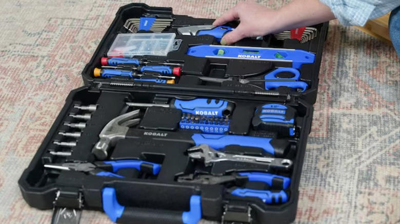 Vonforn Paint Sprayer, Ryobi One+ 18V Cordless Drill/Driver Kit with Battery, Charger, and Bits, Motovera Self-Leveling Laser Level with Tripod, Skil 15-Amp Circular Saw, Kobalt 158-Piece Household Tool Set with Folding Case, Dremel 3100 Rotary Tool Kit, Workpro 8-Piece Flex-Head Ratcheting Wrench Set, Stanley 6-Gallon Wet/Dry Shop Vacuum, Wetols 27-in-1 Multi-Tool, Kobalt 15-Inch Carbon Steel Pry Bar, Bauer 5-Inch Random Orbit Palm Sander, Quinn 66-Piece SAE and Metric Socket Set, Methodology