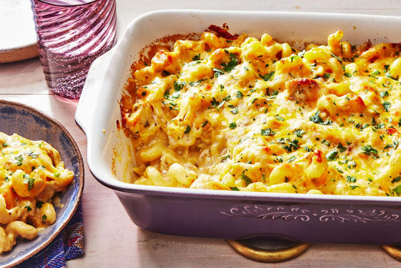 Chicken-And-Rice Bake With Broccolini, Chicken-And-Biscuit Casserole, BLT Pain Perdu Casserole, Macaroni Corn Casserole, Hashbrown Casserole, Old-Fashioned Chicken Pot Pie, Pineapple Casserole, New-School Pineapple Casserole, Ham And Noodle Casserole, Layered Squash Casserole, Hot Chicken Salad, Mini Cheese Grits Casseroles, Stuffed Ham-And-Cheese Croissant Casserole, Shrimp And Grits Casserole, Baked Ziti With Summer Vegetables, Poppy Seed Chicken, Chicken-And-Wild Rice Casserole, Chocolate Cobbler, Cakey Strawberry Cobbler, Pumpkin Crisp, Asparagus Casserole, Roasted Tomato Macaroni And Cheese, Pasta-Chicken-Broccoli Bake, Eggplant Rollups, Loaded Cauliflower Casserole, Everything Bagel Casserole, Old-Fashioned Apple And Cheese Casserole, Mushroom And Thyme Chicken-Broccoli Casserole, Cheesy Chicken Casserole, Meatball Casserole