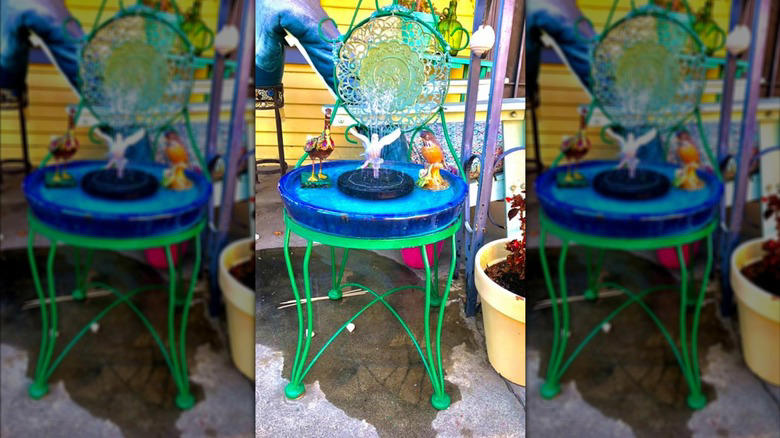 Repurpose found objects, Make use of a tree stump, Build an in ground pool, Suspend baths from low hanging branches, Upcycle an old sink, Pop a margarita glass into your planter, Repurpose an old ice cream parlor chair, Transform candlesticks or vintage lamps, Give new life to a galvanized wash tub