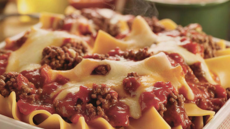 Tuna noodle casserole, Timballo, American goulash, Spaghetti Aquitania, Noodles Romanoff, Johnny Marzetti, Macaroni loaf