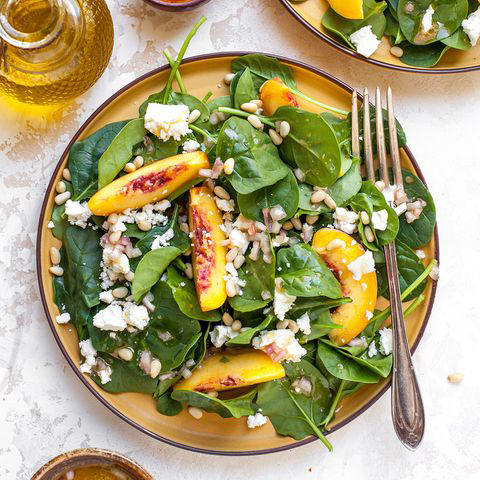 High-Protein White Bean Salad with Feta &amp; Lemon-Garlic Vinaigrette, Raspberry-Spinach Salad with Avocado &amp; Walnuts, No-Cook White Bean &amp; Spinach Caprese Salad, Cucumber-Blueberry Spinach Salad, The Simplest Spinach Salad, Chicken &amp; Spinach Salad with Creamy Feta Dressing, Spinach Salad with Quinoa, Chicken &amp; Fresh Berries, Orzo Salad with Chickpeas &amp; Artichoke Hearts, Apple-Cranberry Spinach Salad with Goat Cheese, Fiber-Packed Spicy White Bean &amp; Spinach Salad, High-Protein Grilled Chicken Salad, Summer Blueberry Salad with Toasted Pecans &amp; Feta, Air-Fryer Tempura Artichoke Salad with Lemon-Dill Dressing, Peach &amp; Spinach Salad with Feta, Grilled Corn Salad with Chili-Miso Dressing, Best Caesar Salad with Crispy Parmesan, Pear Salad, Spinach Salad with Warm Bacon Vinaigrette, Red Onion &amp; Avocado, Salmon Couscous Salad