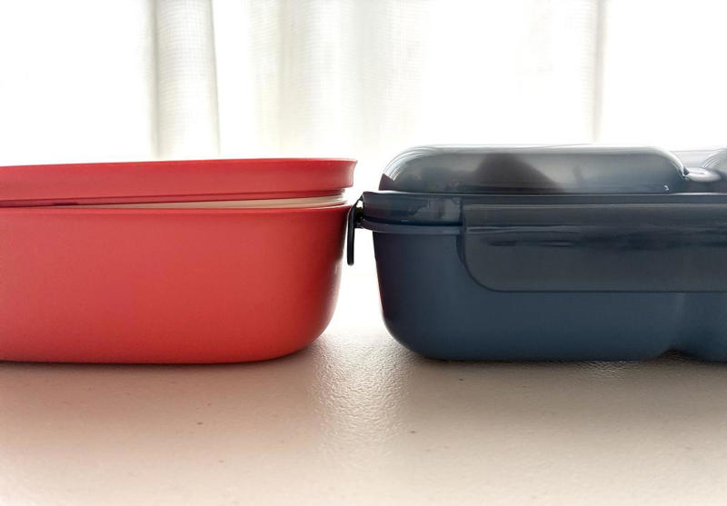 ずばり「盛付けしやすい」お弁当箱, 同じ600mlの弁当箱。比較してみたら…, 区切られたスペースもグッド, 食洗機、レンジ対応で実用性も完璧！